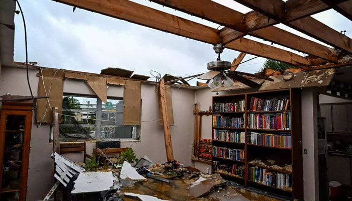 Connor Ferrans house is seen after it was hit by a tornado in Fort Myers, Florida on October 9, 2024, as Hurricane Milton approaches. — AFP