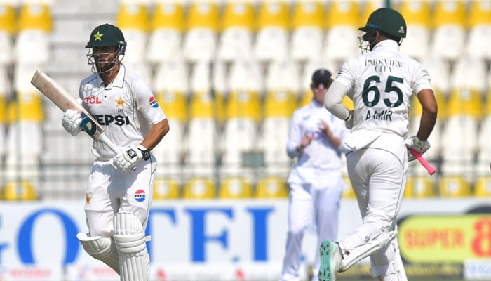 Players from Pakistan and England during first Test at the Multan Cricket Stadium. — PCB