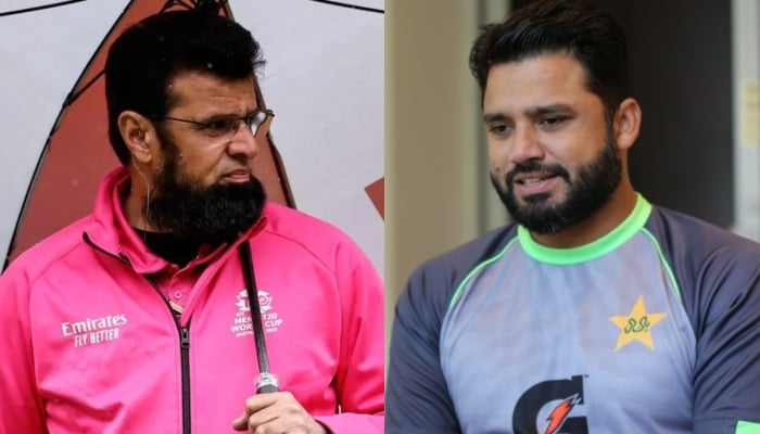 A combination of images showing former Pakistani cricketers Aleem Dar (left) and Azhar Ali. — AFP/PCB/Files