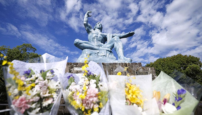 A view shows the Peace Statue at Nagasaki Peace Park in Nagasaki, Japan, October 11, 2024, in this photo taken by Kyodo. — Reuters