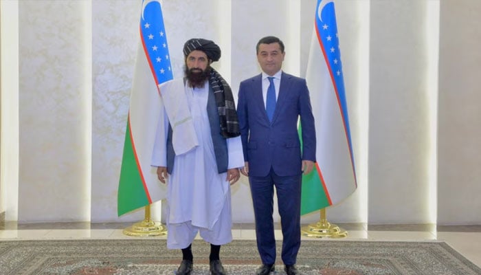 Afghanistan envoy Abdul Ghafar Bahr and Uzbek Foreign Minister Bakhtiyor Saidov pictured at the credentials presenting ceremony in Tashkent, Uzbekistan, October 9, 2024. — Uzbek foreign ministry