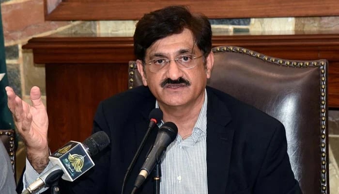 Sindh Chief Minister, Syed Murad Ali Shah addresses a press conference at CM House in Karachi in this undated photo. — PPI/File