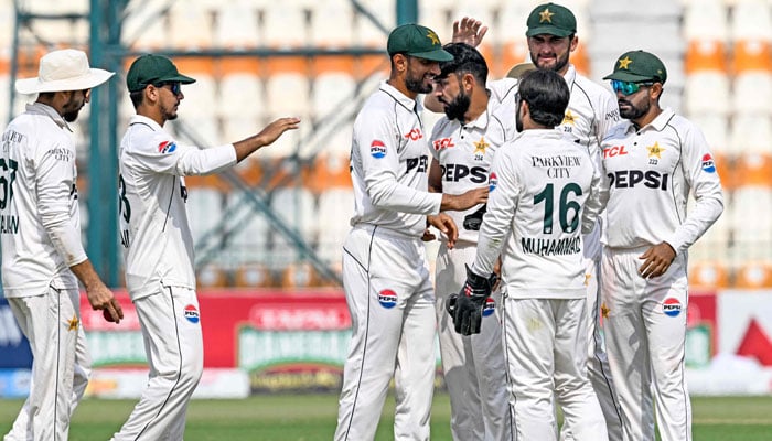 Pakistan players pictured during the first Test against England at the Multan Cricket Stadium. — AFP/File