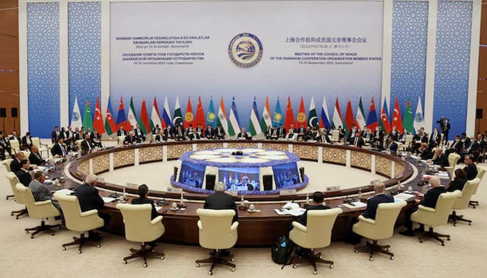 Participants of the Shanghai Cooperation Organisation (SCO) summit attend an extended-format meeting of heads of SCO member states in Samarkand, Uzbekistan September 16, 2022. — Reuters