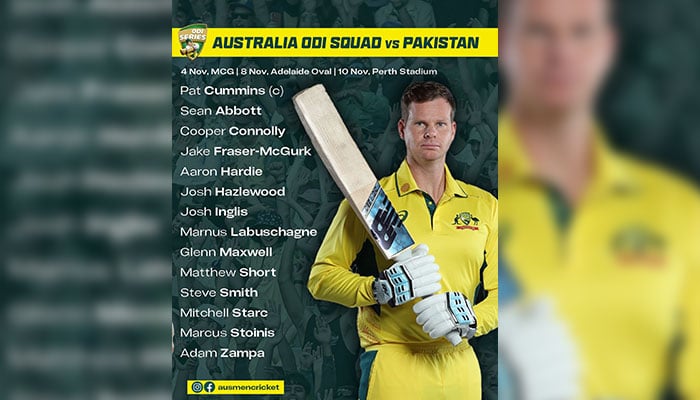 Australias squad for Pakistan ODIs. — Instagram/@cricketaustralia