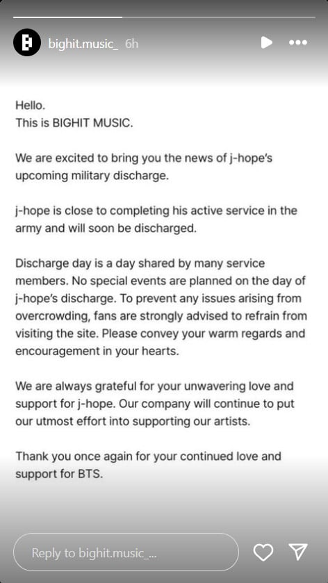 BigHit issues disappointing statement about J-Hope’s military discharge day