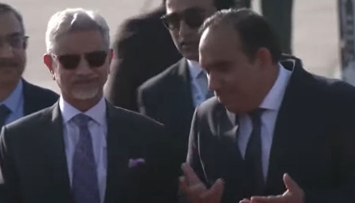 Indian Foreign Minister Subrahmanyam Jaishankar arrives in Pakistan for the Shanghai Cooperation Organisation, on October 15, 2024. — Screengrab/GeoNews