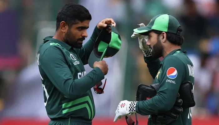 Babar Azam (left) and Mohammad Rizwan share a moment. — ICC/File