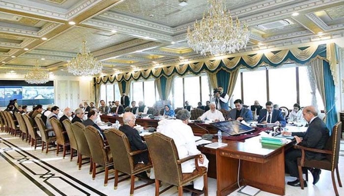 Prime Minister Muhammad Shehbaz Sharif chairs a cabinet committee meeting. — APP/File