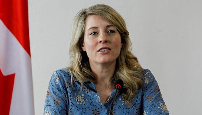 Canada Foreign Affairs Minister Melanie Joly speaks during a news conference on May 2, 2023. — Reuters