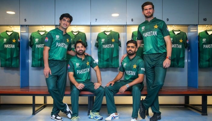 Naseem Shah (left), Mohammad Rizwan (centre left), Babar Azam (centre right) and Shaheen Shah Afridi (right). —PCB/ File