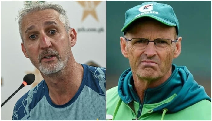 Pakistans red-ball head coach Jason Gillespie (left) and former coach Gary Kirsten. — AFP/File