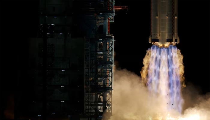 A Long March-2F rocket carrying the Shenzhou-19 spacecraft takes off from the Jiuquan Satellite Launch Center for a crewed mission to Chinas Tiangong space station, near Jiuquan, Gansu province, China on October 30, 2024. — Reuters