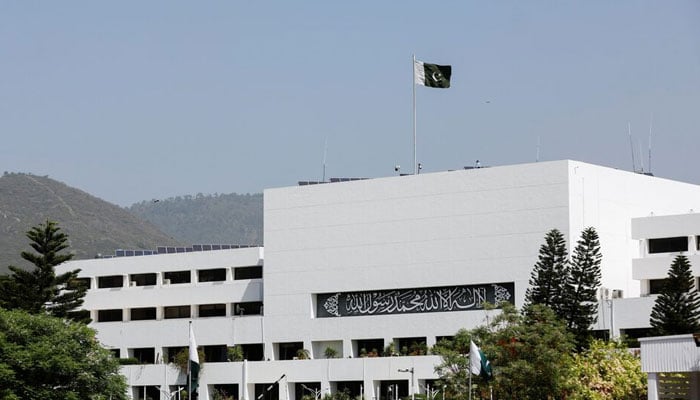 A general view of the parliament building in Islamabad on March 25, 2022. — Reuters