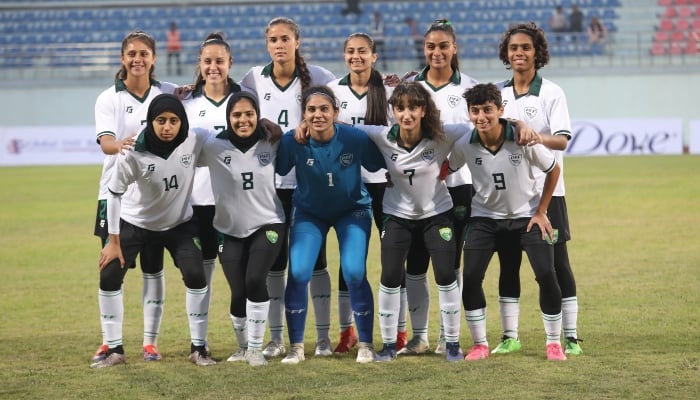 Pakistan women footballers in a group photo. —PFF/File