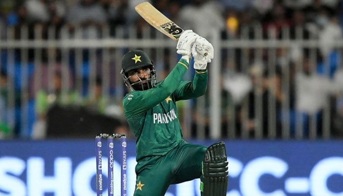 Pakistans hard-hitting batter Asif Ali plays a stroke. — PCB/File