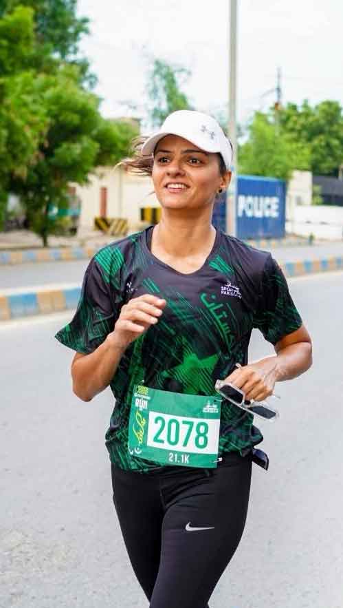 Pakistani runner Kaukab Sarwar pictured during a marathon. — Reporter