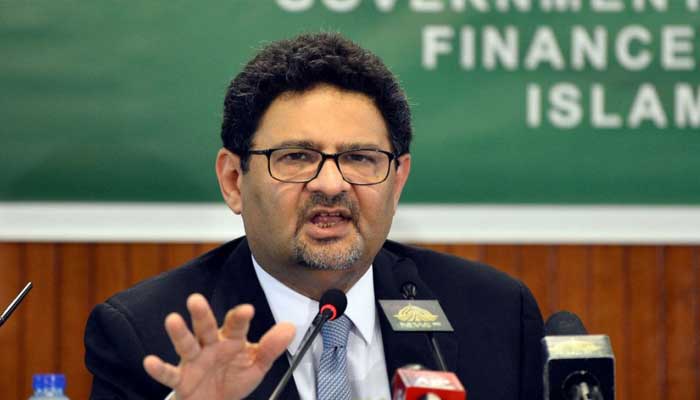 Former finance minister Miftah Ismail addressing a press conference in this undated picture. — AFP/File