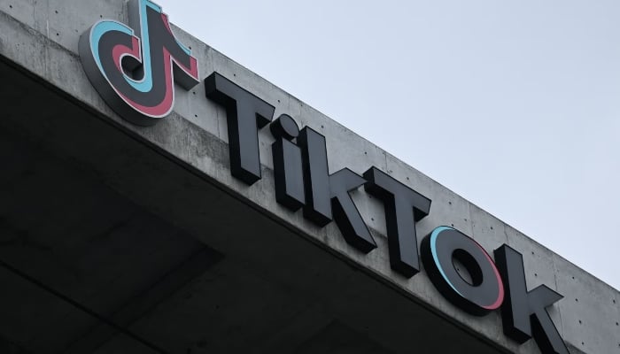 TikTok name and symbol are visible at a public place. —AFP/ File