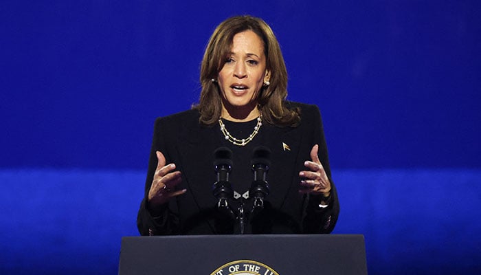 Kamala Harris speaks during a campaign rally in Philadelphia, Pennsylvania, US, November 4, 2024. — Reuters