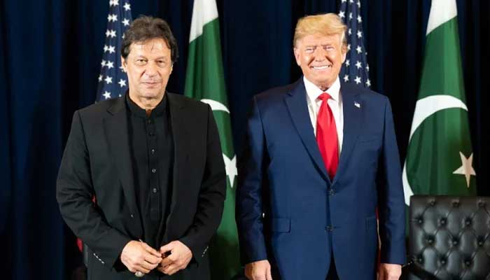 hen-president Donald Trump (right) participates in a bilateral meeting with then-prime minister Imran Khan at the InterContinental New York Barclay. — White House