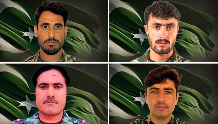 A collage of four soldiers martyred in general area Karama of Khyber Pakhtunkhwa. — ISPR