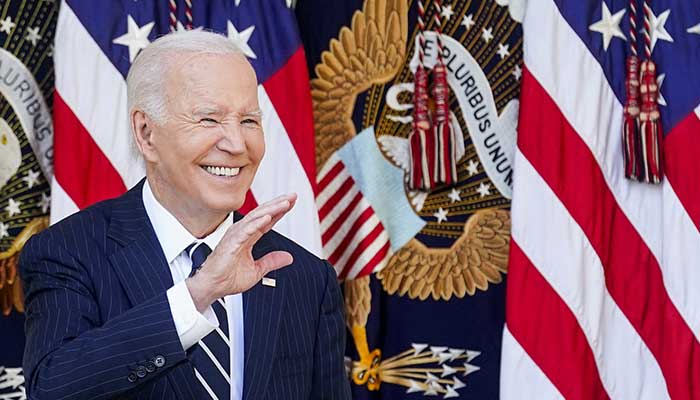 US President Joe Biden gestures as he delivers remarks on 2024 election results and upcoming presidential transition of power, in Rose Garden of White House in Washington, US, November 7, 2024. — Reuters