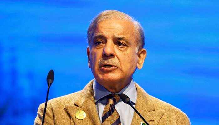 Prime Minister Shehbaz Sharif speaks during the COP27 climate summit in Egypts Red Sea resort of Sharm el-Sheikh, Egypt November 8, 2022. — Reuters