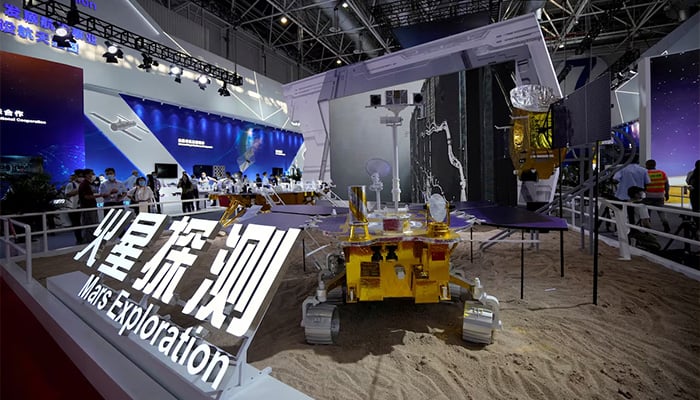 A model of Chinese Mars rover Zhurong is on display at the China International Aviation and Aerospace Exhibition, or Airshow China, in Zhuhai, Guangdong province, in 2021. — Reuters