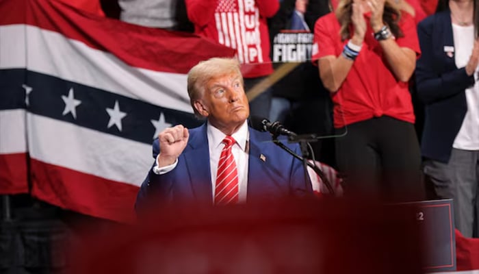 Republican presidential candidate Donald Trump reacts during a campaign event at the Cobb Energy Performing Arts Centre in Atlanta, Georgia, US. — Reuters/File