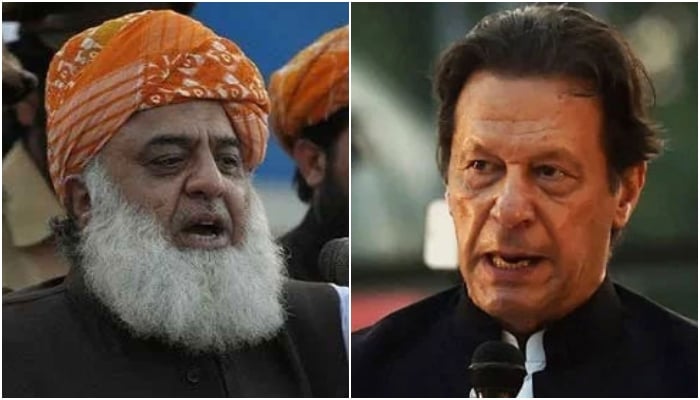 JUI-F Chief Maulana Fazlur Rehman (left) and PTI founder Imran Khan. —AFP/File