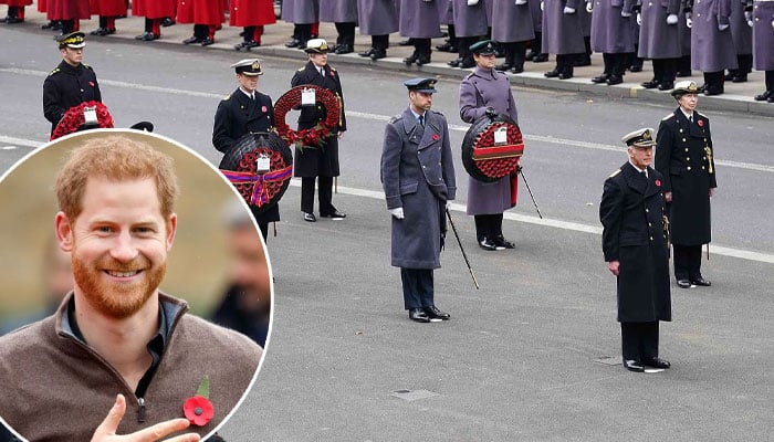 Prince Harry joins royal family to pay respects on Armistice Day