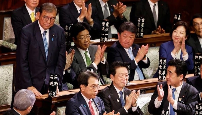 Japanese PM Ishiba receives applause after being reelected, at the Lower House of Parliament in Tokyo, Japan November 11, 2024. — Reuters