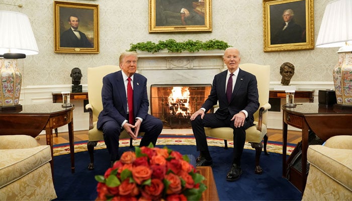 US President Joe Biden meets with President-elect Donald Trump in the Oval Office at the White House in Washington, US, November 13, 2024. —Reuters