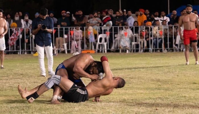 Two kabaddi players competing in a match on September 23, 2024. —Facebook/ @AmberJadeSandersonMLA