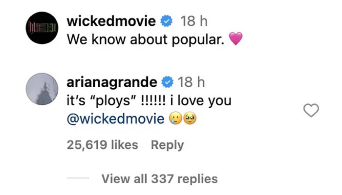 Ariana Grande catches slight blunder in Wicked’ soundtrack