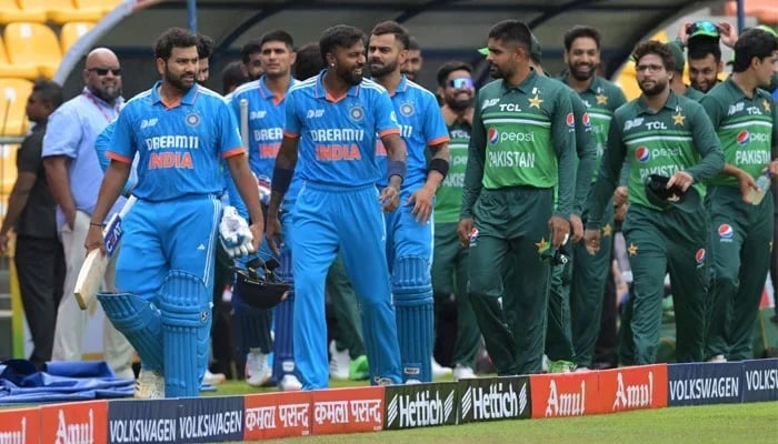 Indias (left) and Pakistans players arrive for the Asia Cup 2023 ODI cricket match between India and Pakistan at the Pallekele International Cricket Stadium in Kandy. — AFP/File