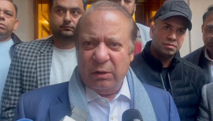 Pakistan Muslim League-Nawaz (PML-N) President Nawaz Sharif speaks to journalists in London, UK, November 15, 2024. — Screengrab via video