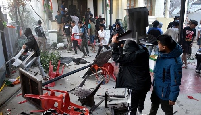 Demonstrators storm the residences of a lawmaker during a protest, in Imphal West, Manipur, India, November 16, 2024. — Reuters