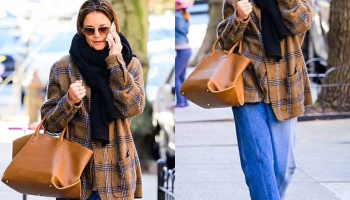 Katie Holmes stuns in lavishing brown jacket ahead of NYC performance