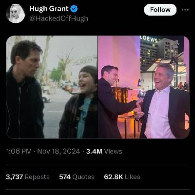 Hugh Grant and Nicholas Hoult reunite 20 years after About a Boy