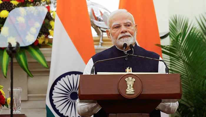 Indias Prime Minister Narendra Modi speaks during a joint press conference with German Chancellor Olaf Scholz (not pictured), at Hyderabad House in New Delhi, India, October 25, 2024. — Reuters