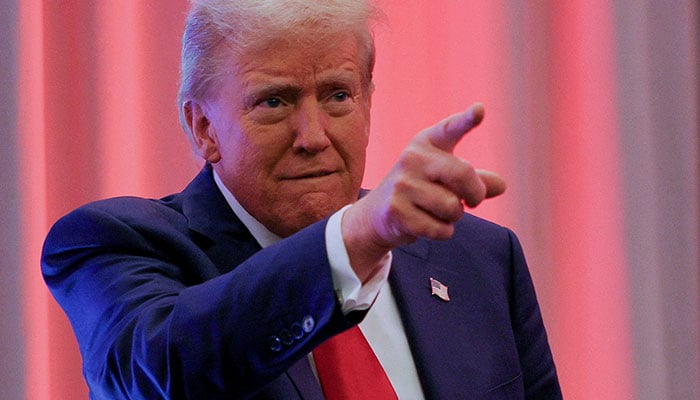 US President-elect Donald Trump gestures as he meets with House Republicans on Capitol Hill in Washington, US, November 13, 2024.  — Reuters