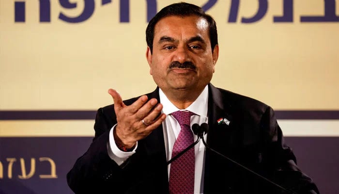 Indian billionaire Gautam Adani speaks during an inauguration ceremony after the Adani Group completed the purchase of Haifa Port earlier in January 2023, in Haifa port, Israel January 31, 2023. — Reuters