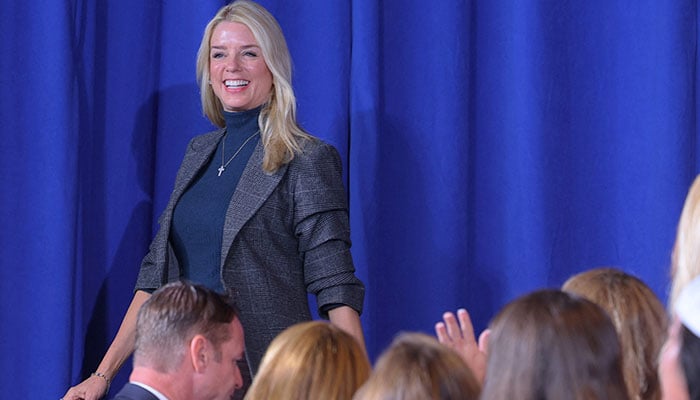 Former Florida Attorney General Pam Bondi takes the stage to speak at a campaign rally with Republican presidential nominee and former U.S. President Donald Trump in Gastonia, North Carolina, November 2, 2024. — Reuters