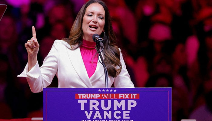 Brooke Rollins, President and CEO of the America First Policy Institute speaks during a rally for Republican presidential nominee and former US President Donald Trump at Madison Square Garden, in New York, October 27, 2024. — Reuters