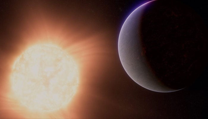 An artists concept shows the exoplanet 55 Cancri e, also called Janssen, a so-called super-Earth, a rocky planet significantly larger than Earth but smaller than Neptune, along with the star it orbits in this undated illustration released by NASA. — Reuters