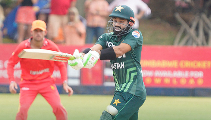 Captain of Pakistans white ball cricket Mohammad Rizwan bats against Zimbabwe in the first of the three ODIs of the series on November 24, 2024.  — Instagram/@therealpcb