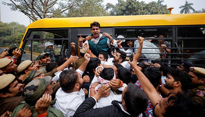 Police detain supporters of Indias main opposition Congress party during a protest against Indian billionaire Gautam Adani in New Delhi, India, November 25, 2024. — Reuters