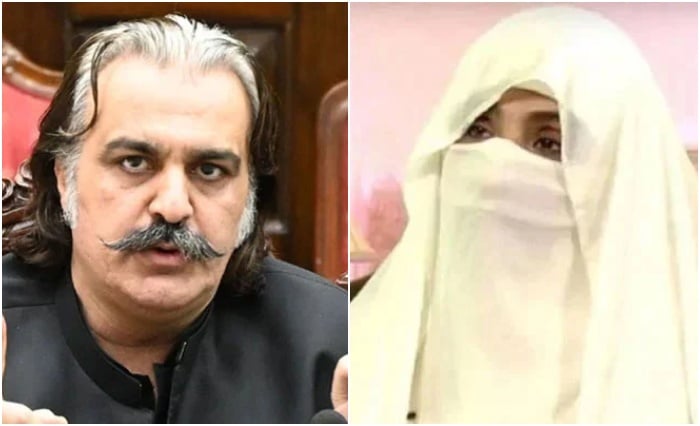 KP CM Ali Amin Gandapur (left) and PTI founder Imran Khans wife and former first lady Bushra Bibi. —  X@GovernmentKP/@Tonyformanite/File